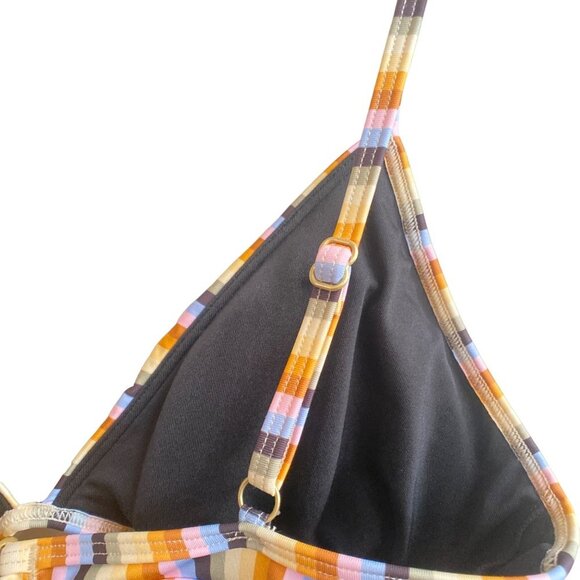 NWT Billabong  Multi - Brown & Yellow Stripe Triangle Bikini Top, size L… - Picture 6 of 12